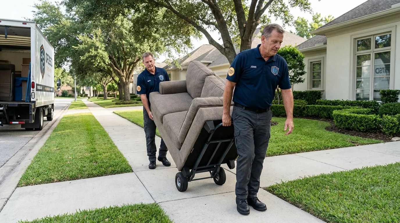 Local residential moving crew loading furniture in Moorhead, MS